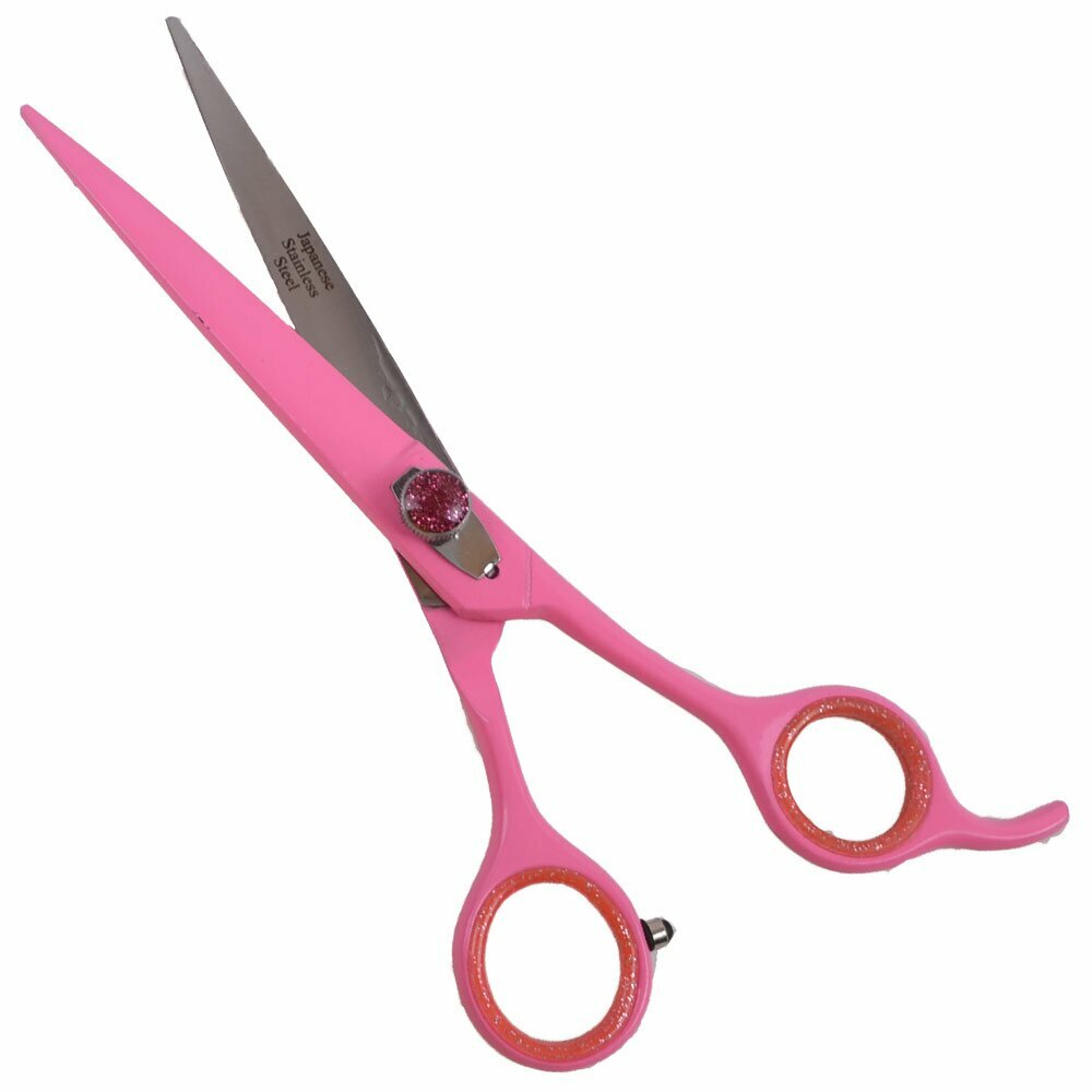 Japanese steel dog scissor Pink Lilly straight with 19 cm 7,5 inch