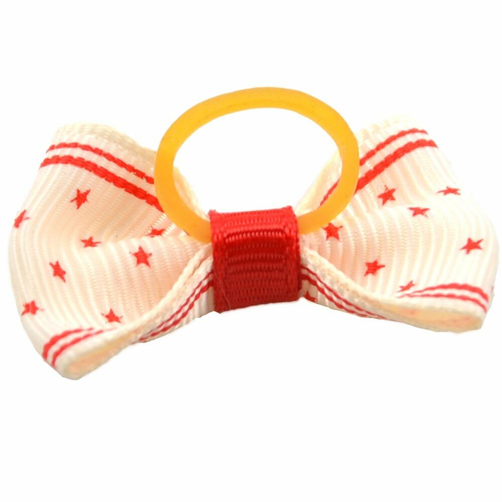 Dog hair bow rubberring red with stars by GogiPet