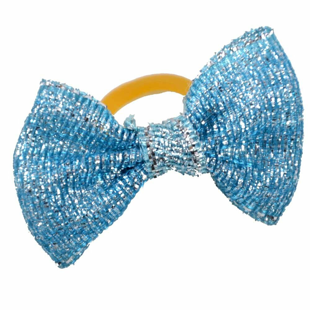Dog hair bow rubberring blue sparkling by GogiPet