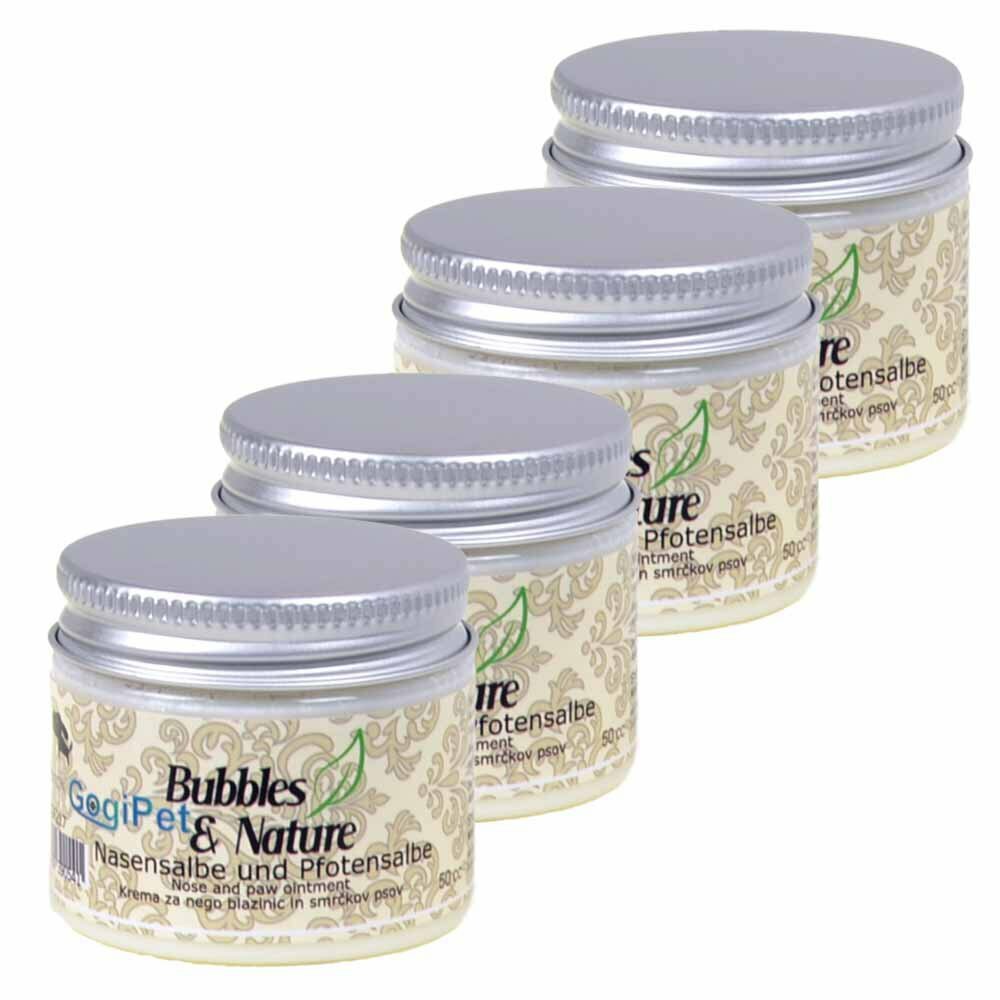 Cosmetics for the dog hairdresser. Poke Ointment and Nose Ointment for Dogs from the GogiPet® Bubbles & Nature Dog Care Series. Dogs suffer from road salt and hot asphalt in summer, especially in winter.