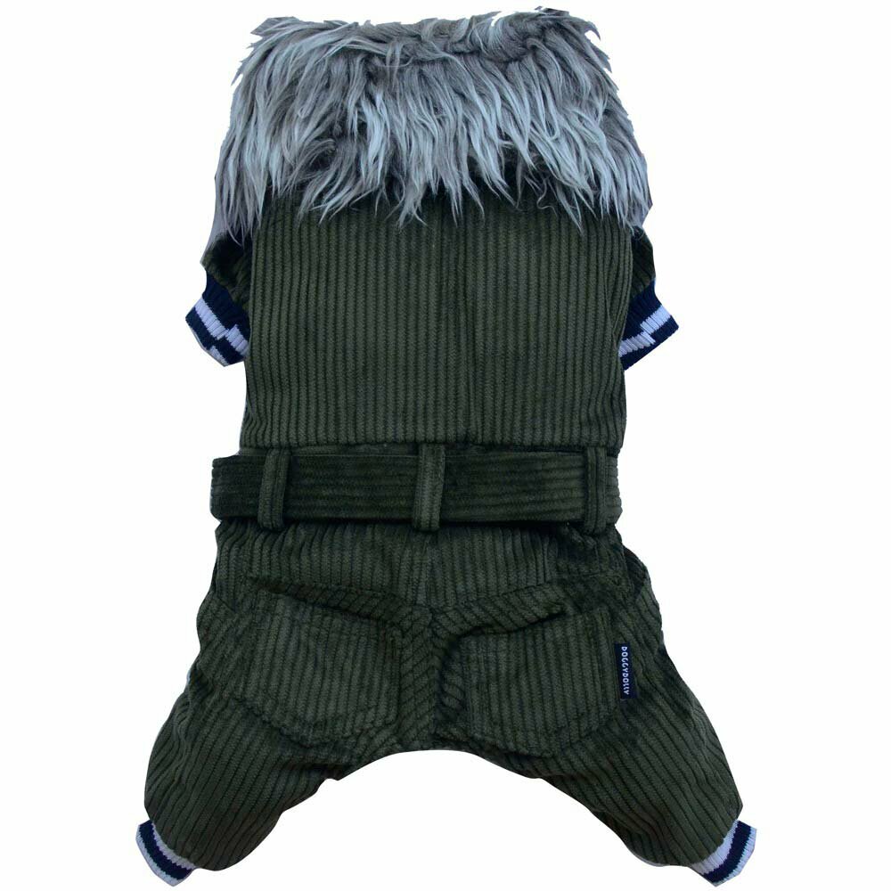 Dog clothing - green corduroy coat for dogs of DoggyDolly W175