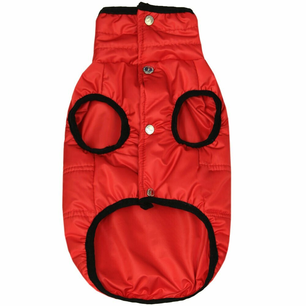 Red sleeveless dog anorak - warm dog clothes