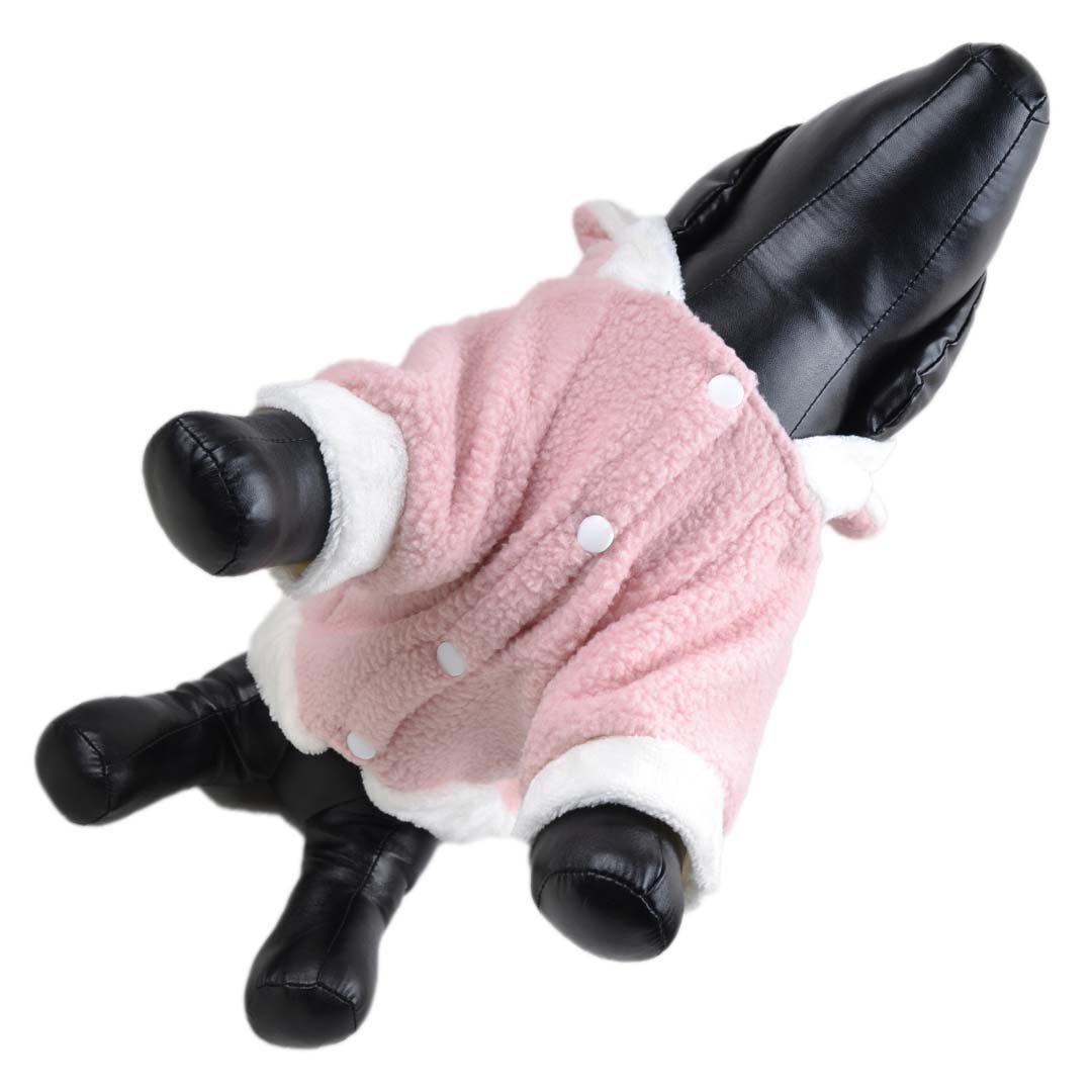 fluffy, warm dog jacket pink