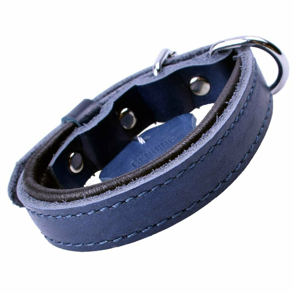 GogiPet ® Soft leather dog collar blue with 30 cm