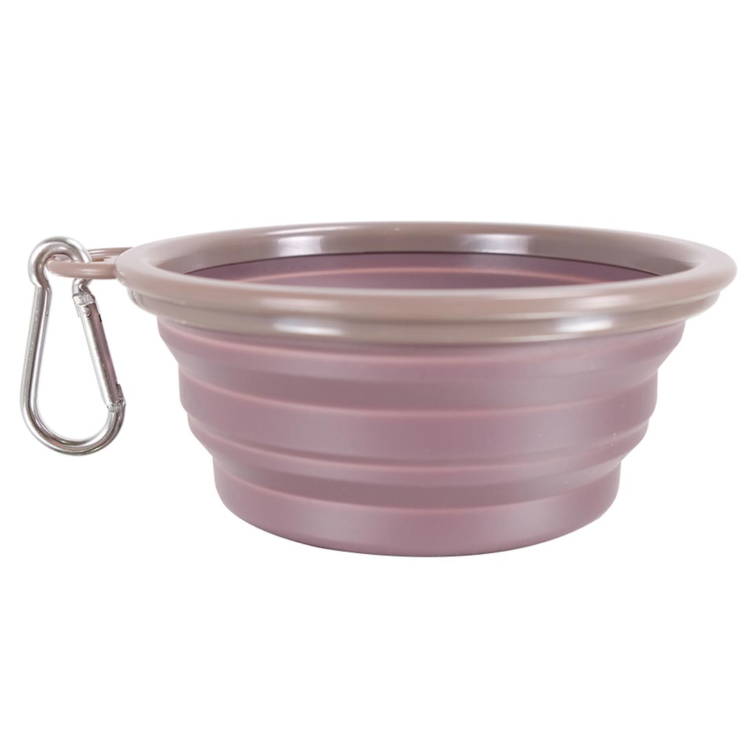 Foldable silicone travel bowl as water bowl and feeding bowl