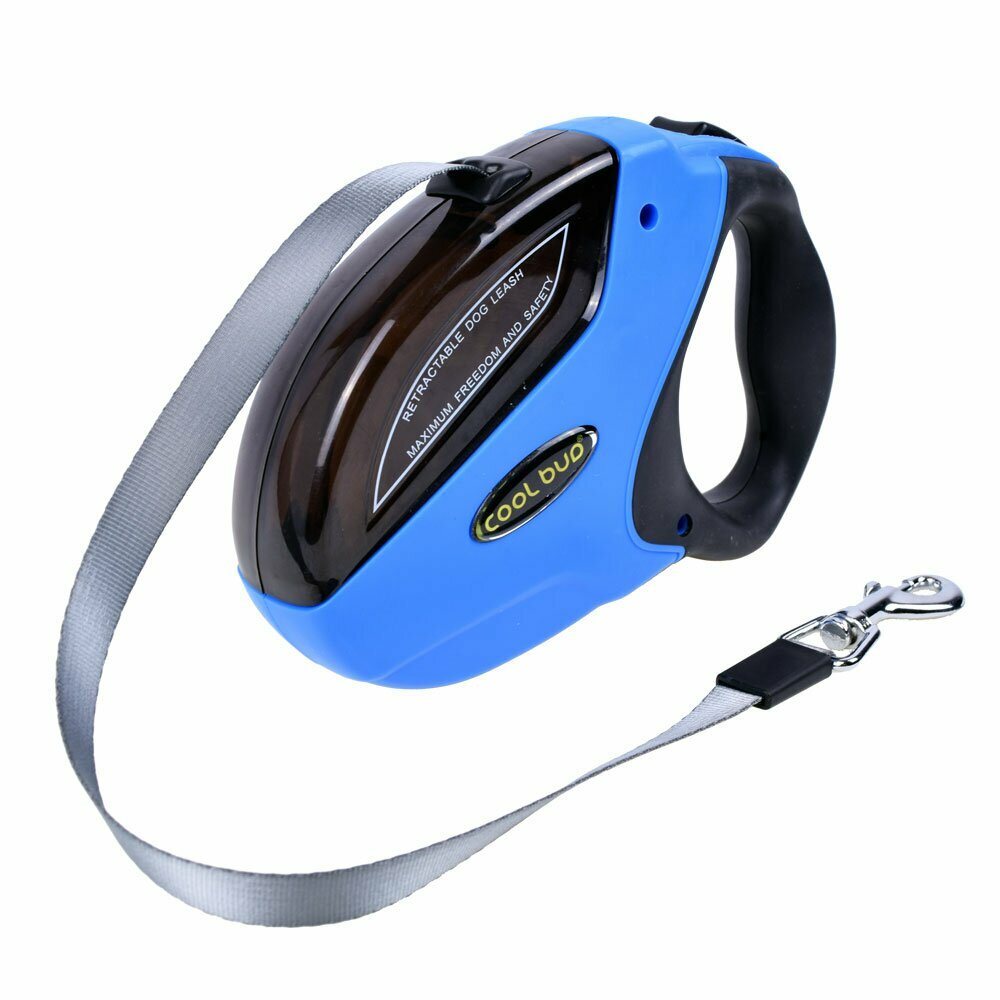 Robust dog leash with retract function - Flexi leash blue for big dogs