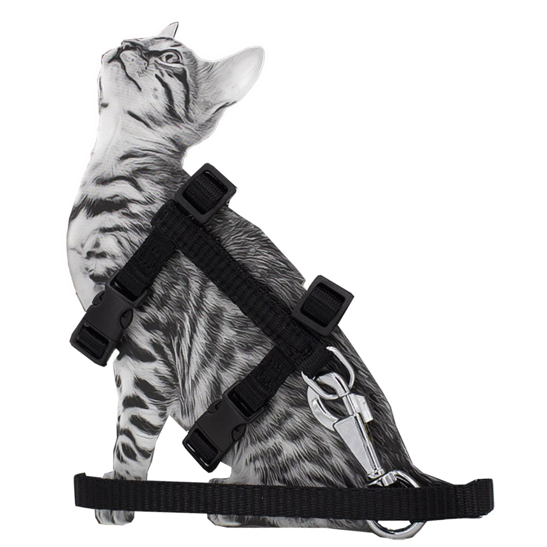 Black Super Premium cat harness with leash