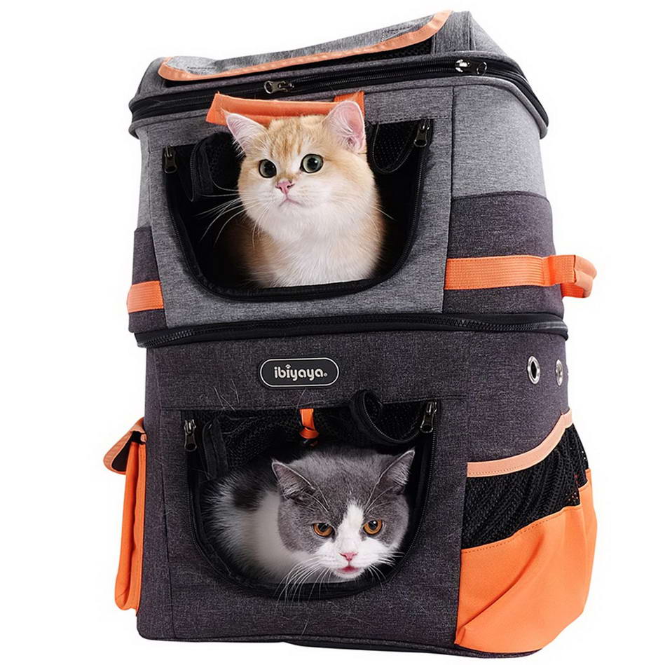 Pet backpack for 2 cats