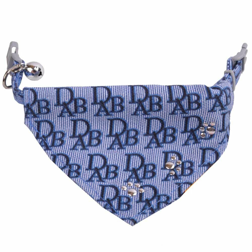 Dogs triangle scarf blue with paws