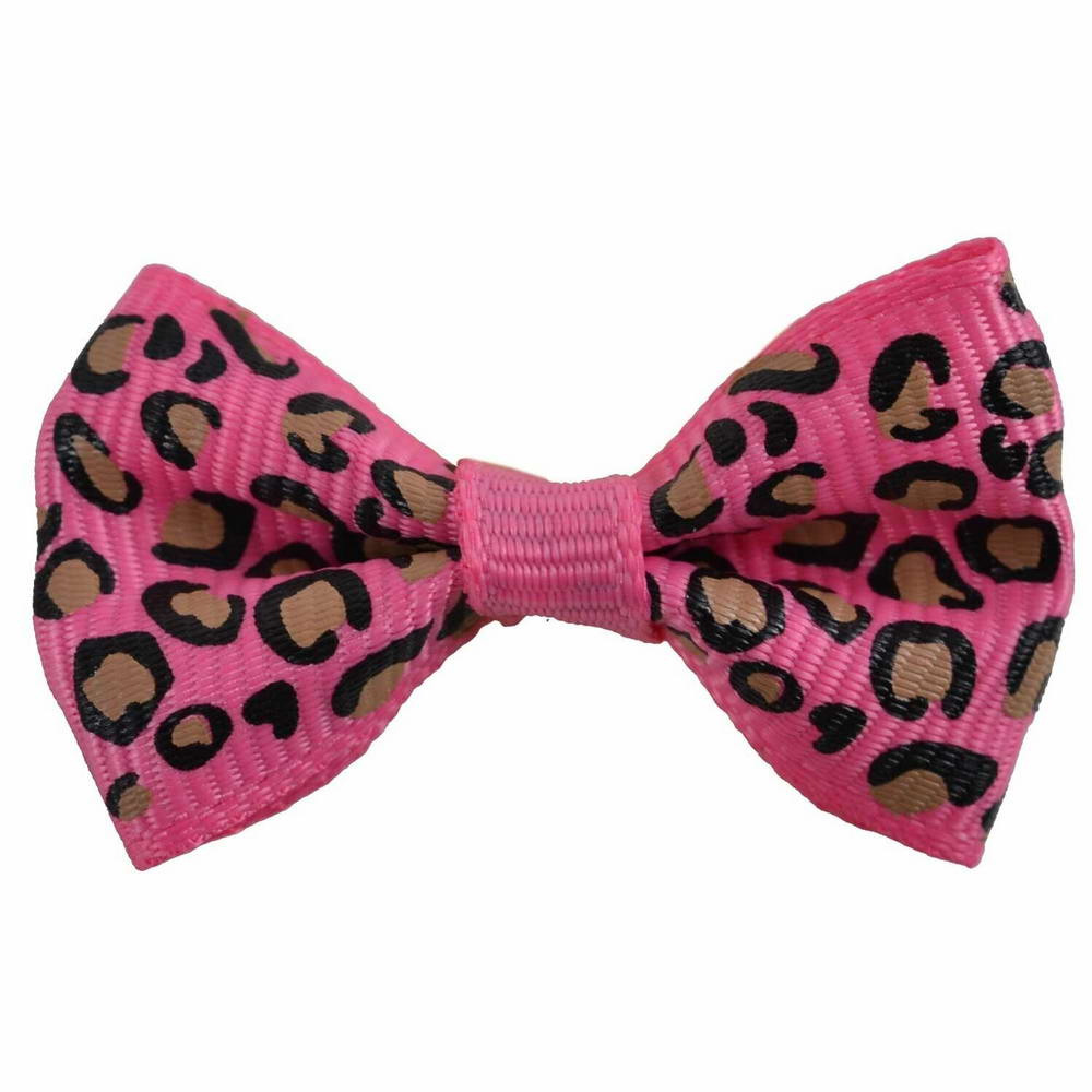 Leopard dog bow - Pink Hair Bow in Leopard Look