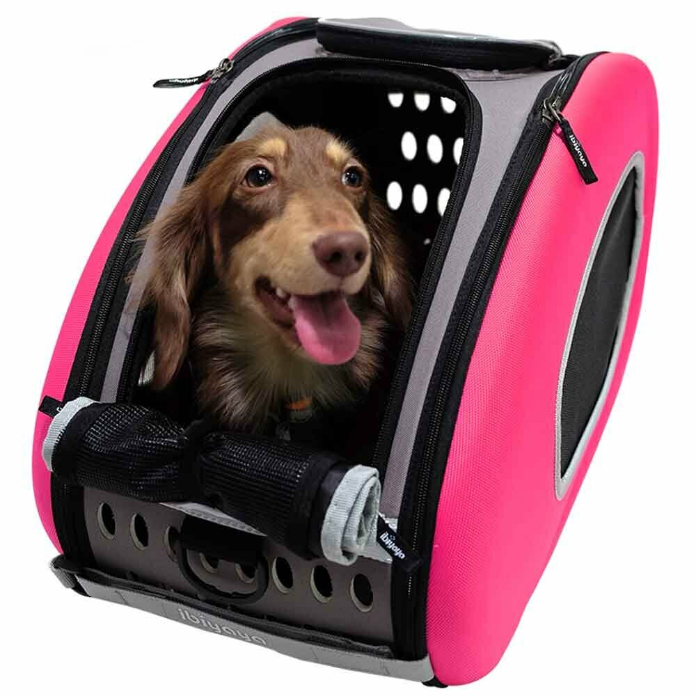 Dog carrier bag with shoulder strap pink