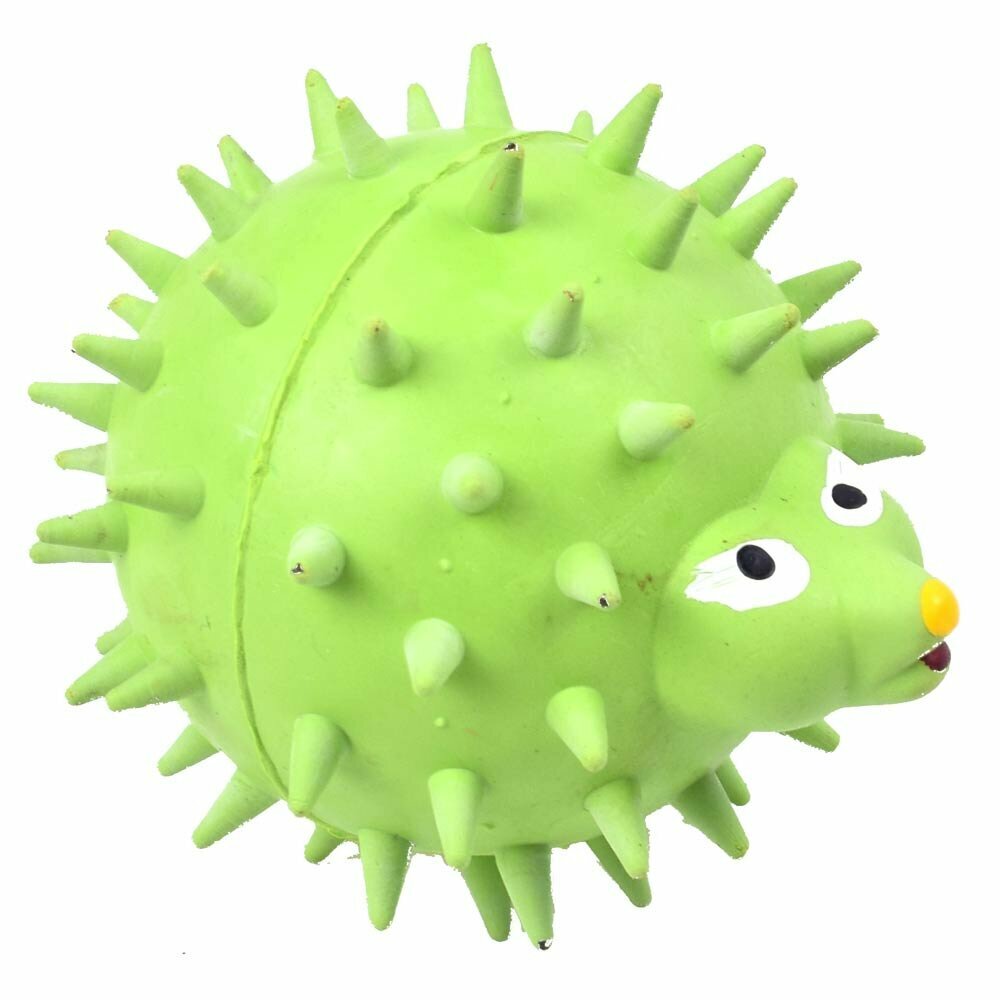 Dog toy made of rubber - hedgehog green with 7.5 cm Ø