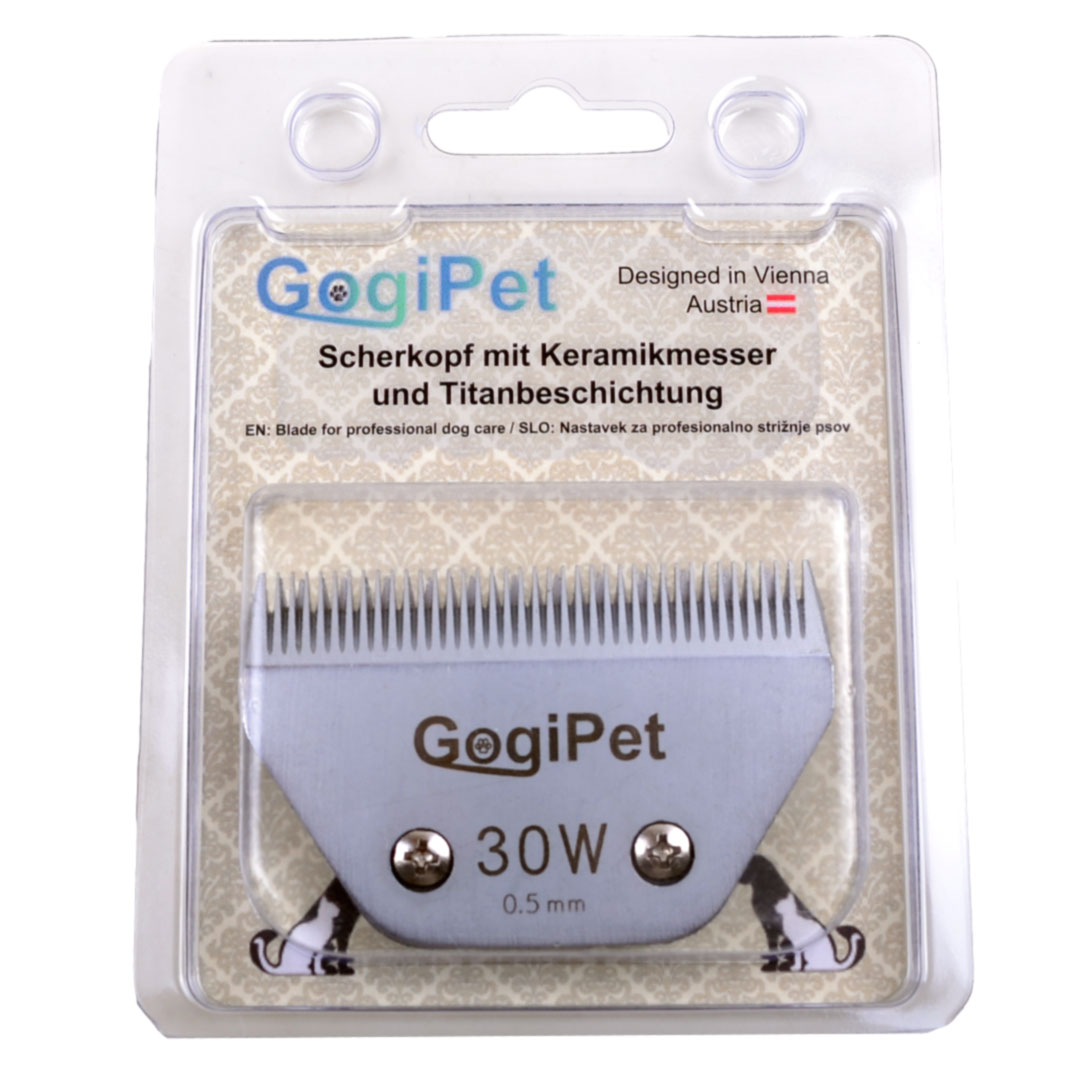 Steel clipper blades from GogiPet for pet clippers such as Oster, Andis, Wahl, Aesculap Fav5, Heiniger Saphir, Heiniger Opal, Optimum, Moser, AGC, GogiPet, Thrive and all clippers with the standard blade system.