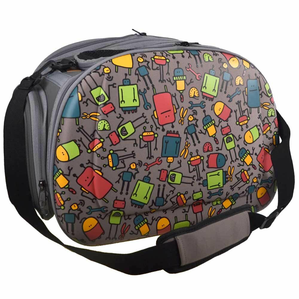 High quality dog bag with system grey with robots