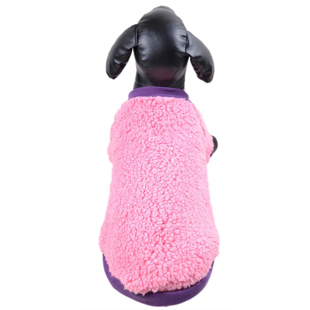 Pink dog pullover in soft sherpa fleece
