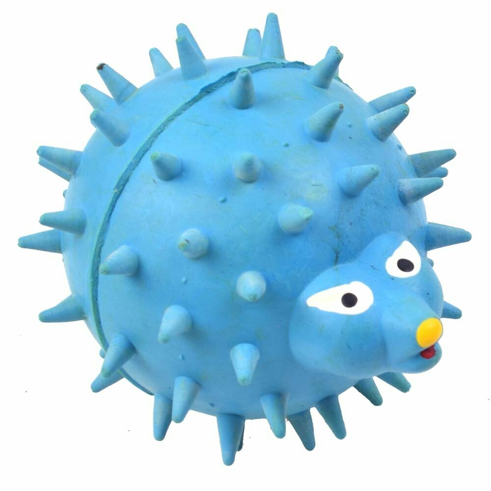 Dog toy made of rubber - hedgehog blue with 7.5 cm Ø