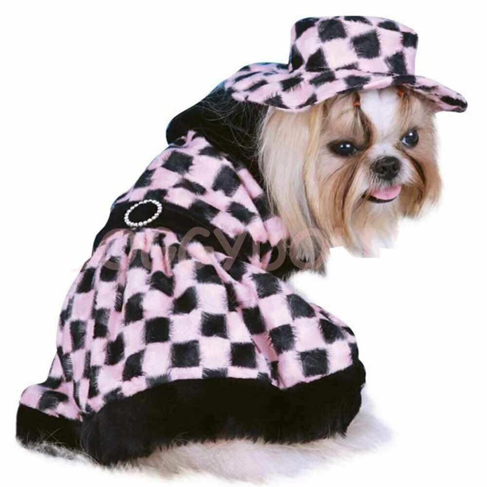 Fur coat pink lady dog garb 