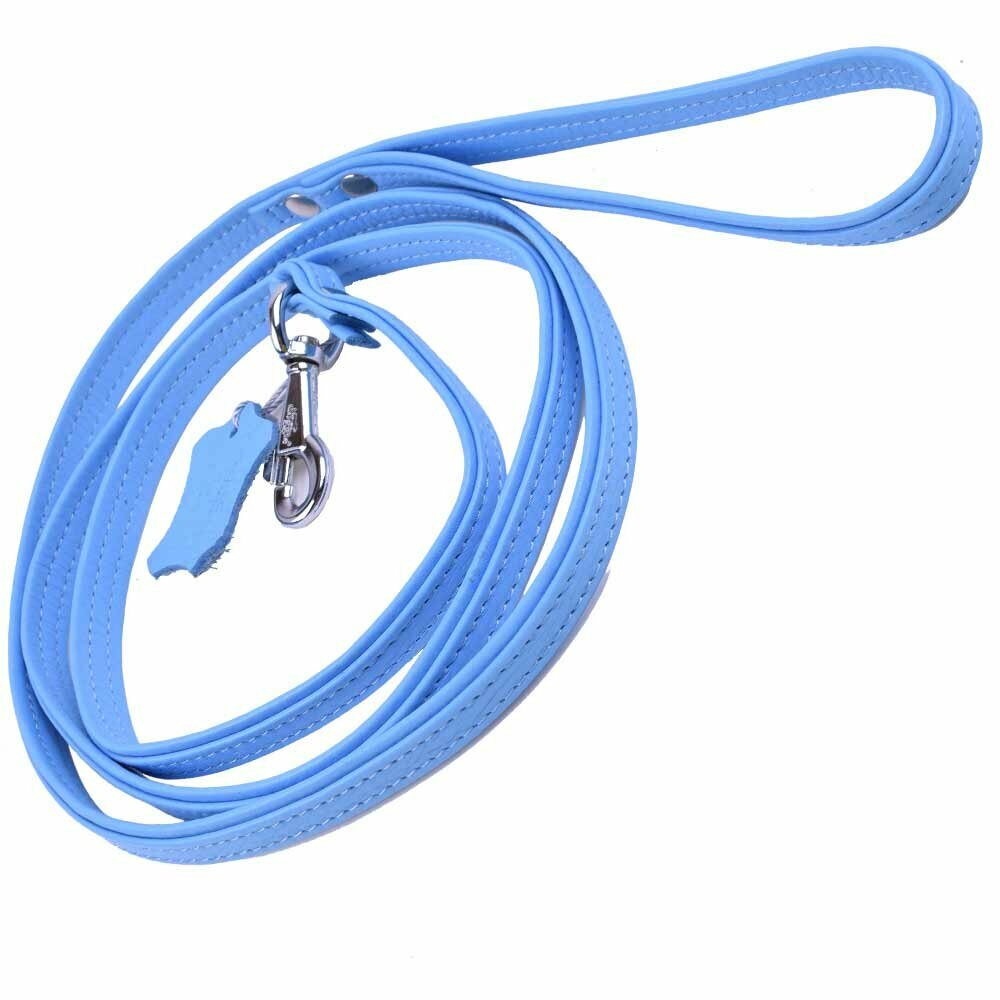 Light blue dog leash in elegant floater leather