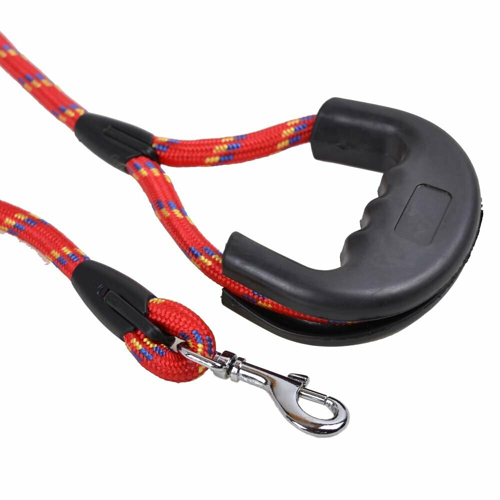 Very comfortable dog leash made of round rope red with handle