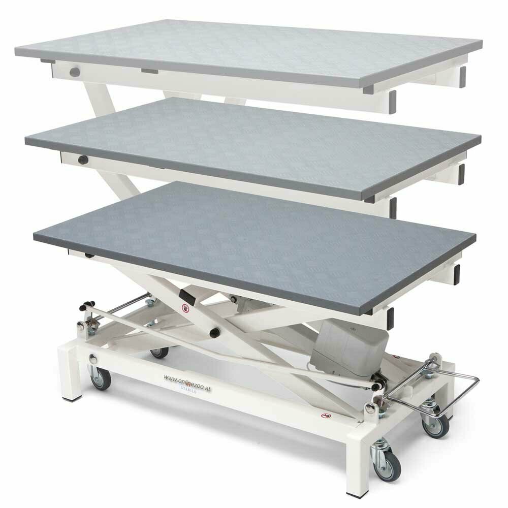Grooming table with wheels electric height adjustment of Stabilo 100 x 50 cm table top...