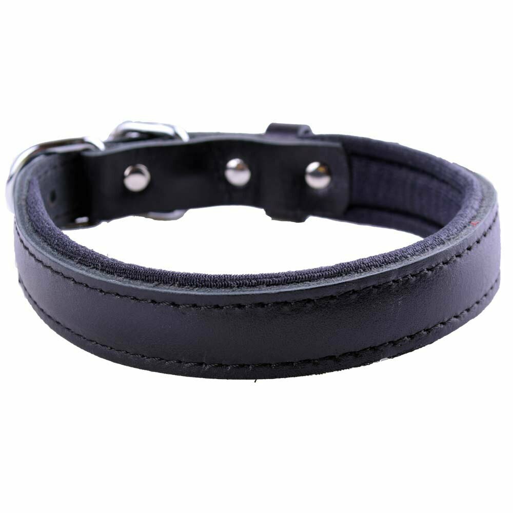 GogiPet® comfort leather dog collar black with 45 cm