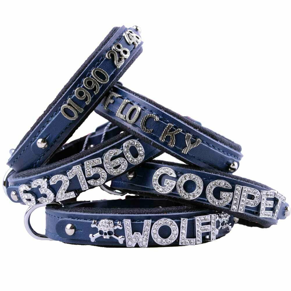Genuine leather collars for rhinestone letters and metal letters