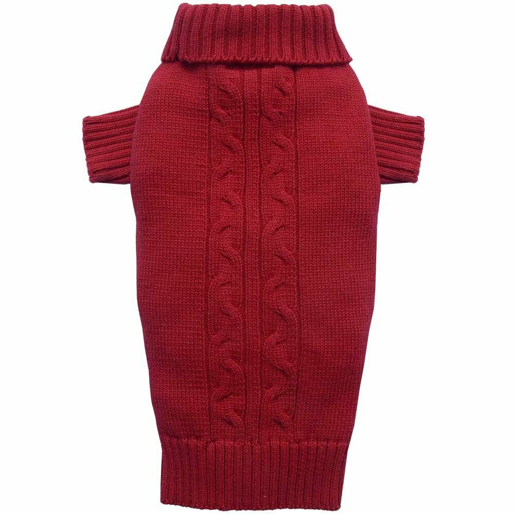 red sweater for dogs - knit sweater for dogs with cables of DoggyDolly fashions