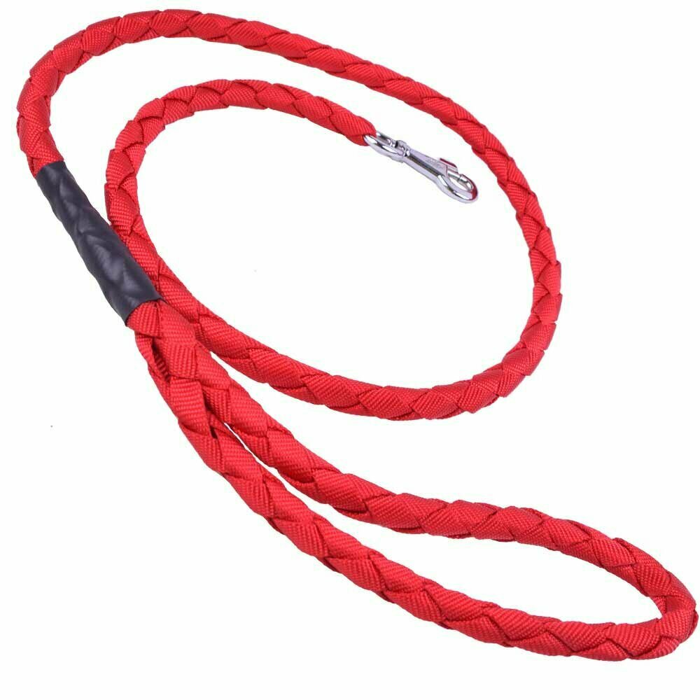 Braided dog leash in red premium nylon fabric from GogiPet®