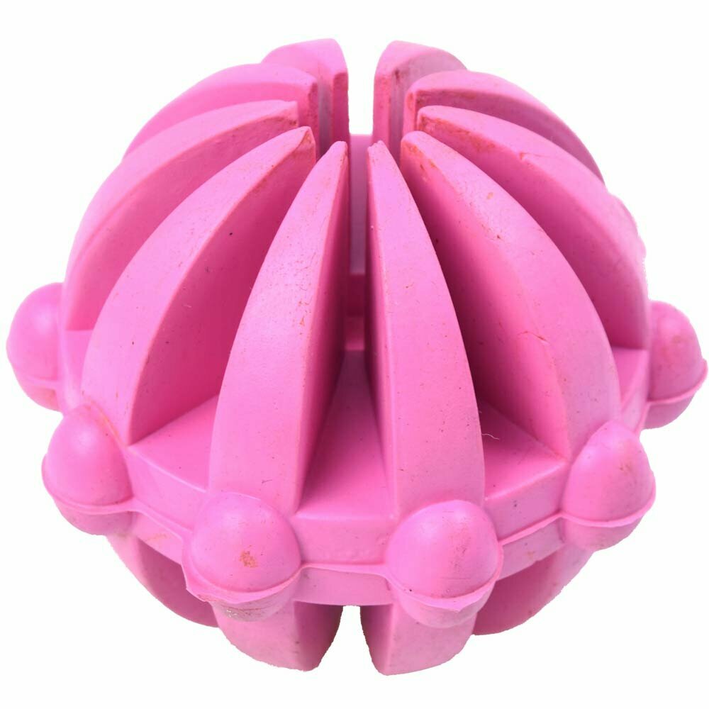 Dog toys - pink rubber ball for snacks