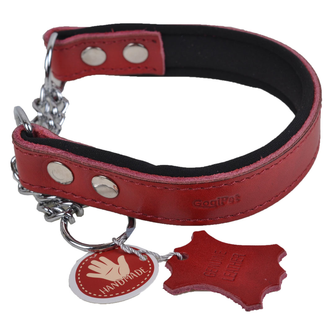 Red train dog collar with soft lining