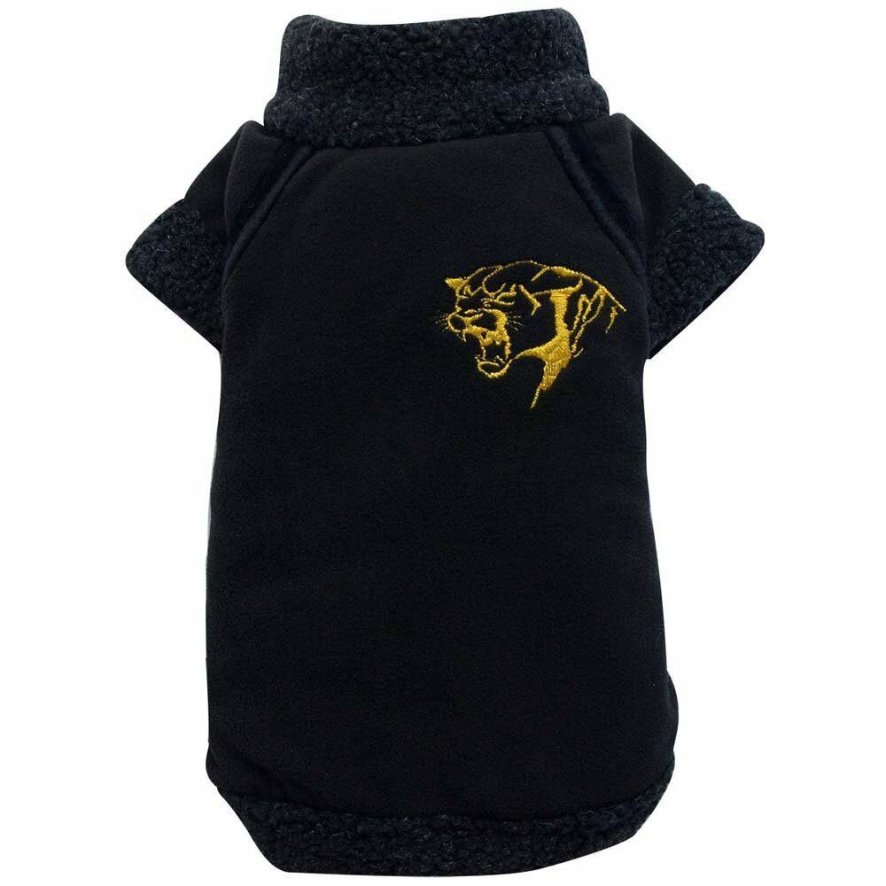 warm dog clothes for large dogs - black dog coat with Panther head