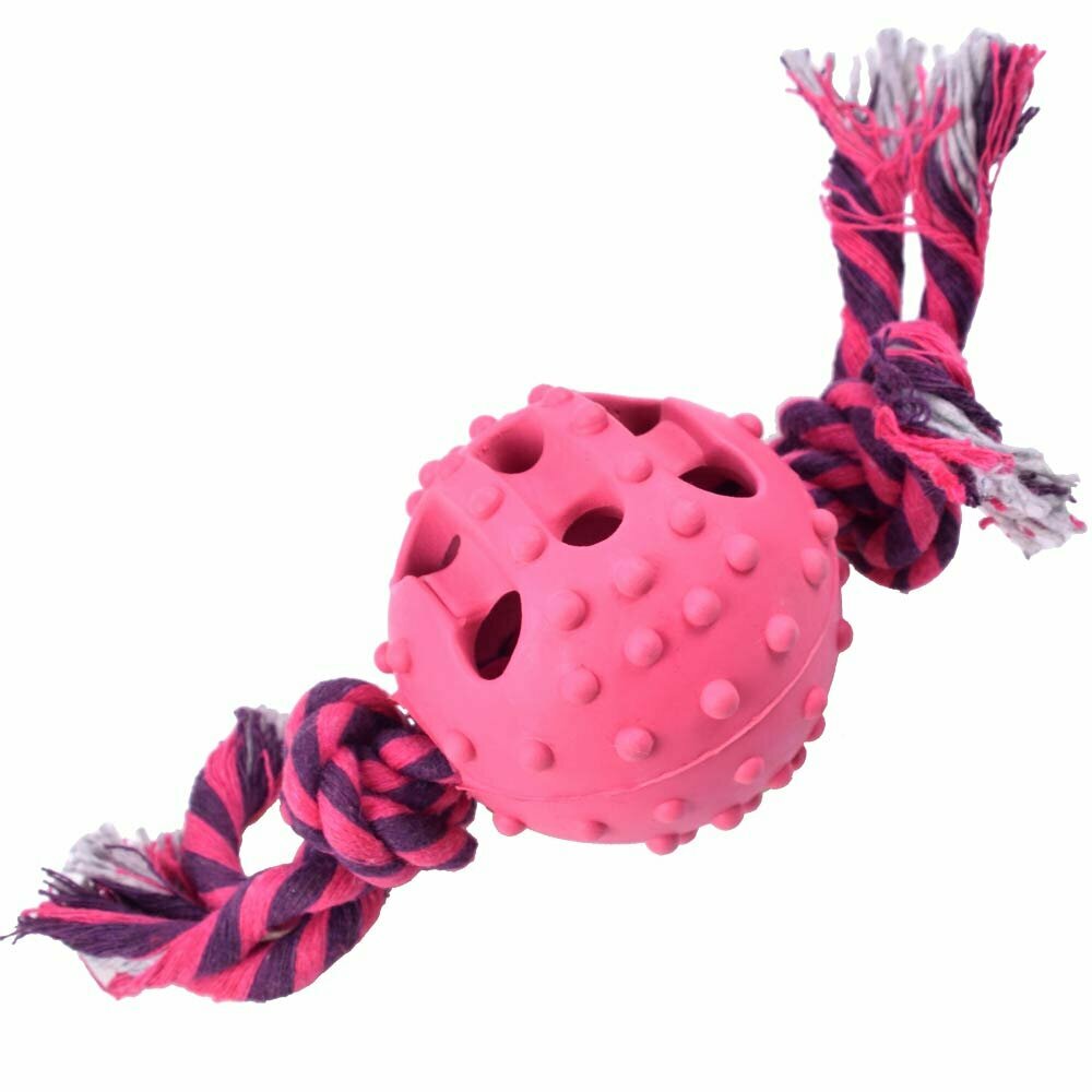Dental rope rubber ball pink with 7 cm Ø - 10 years Onlinezoo dog toy special.