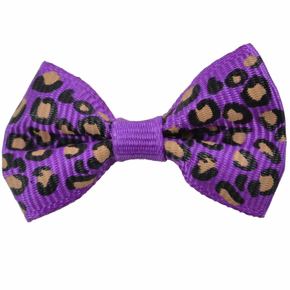 Leopard dog bow - Violet Hair Bow in Leopard Look