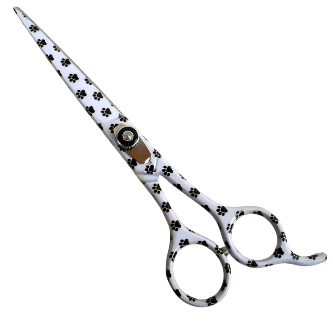 High quality dog scissors made of japanese steel white with paws