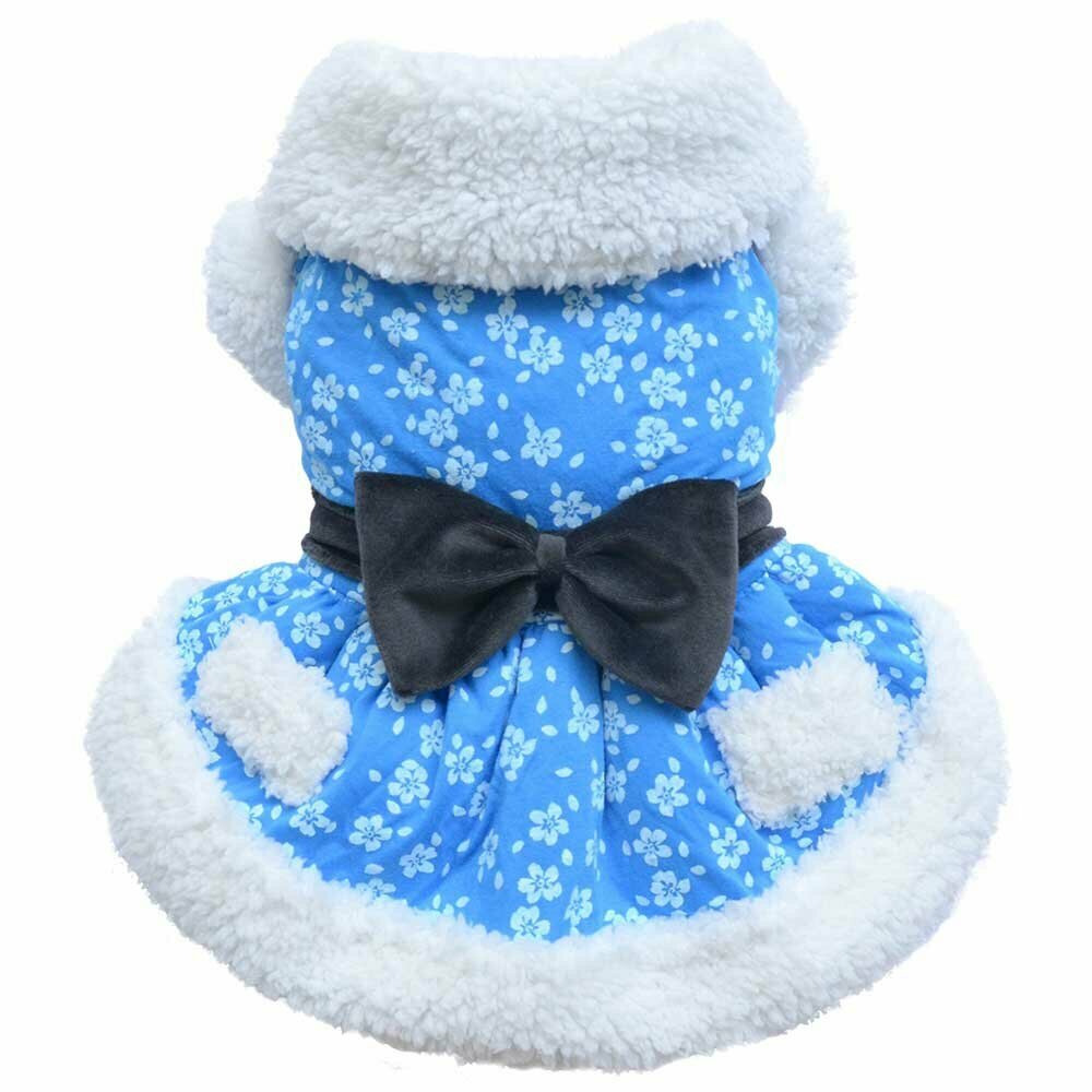 blue dog dress for winter luxury dog dress by DoggyDolly W288