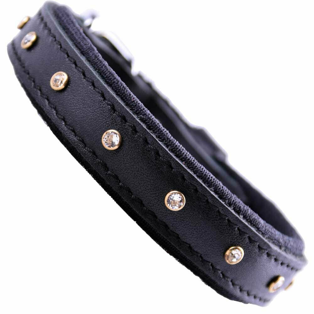 GogiPet® Swarovski leather dog collar black