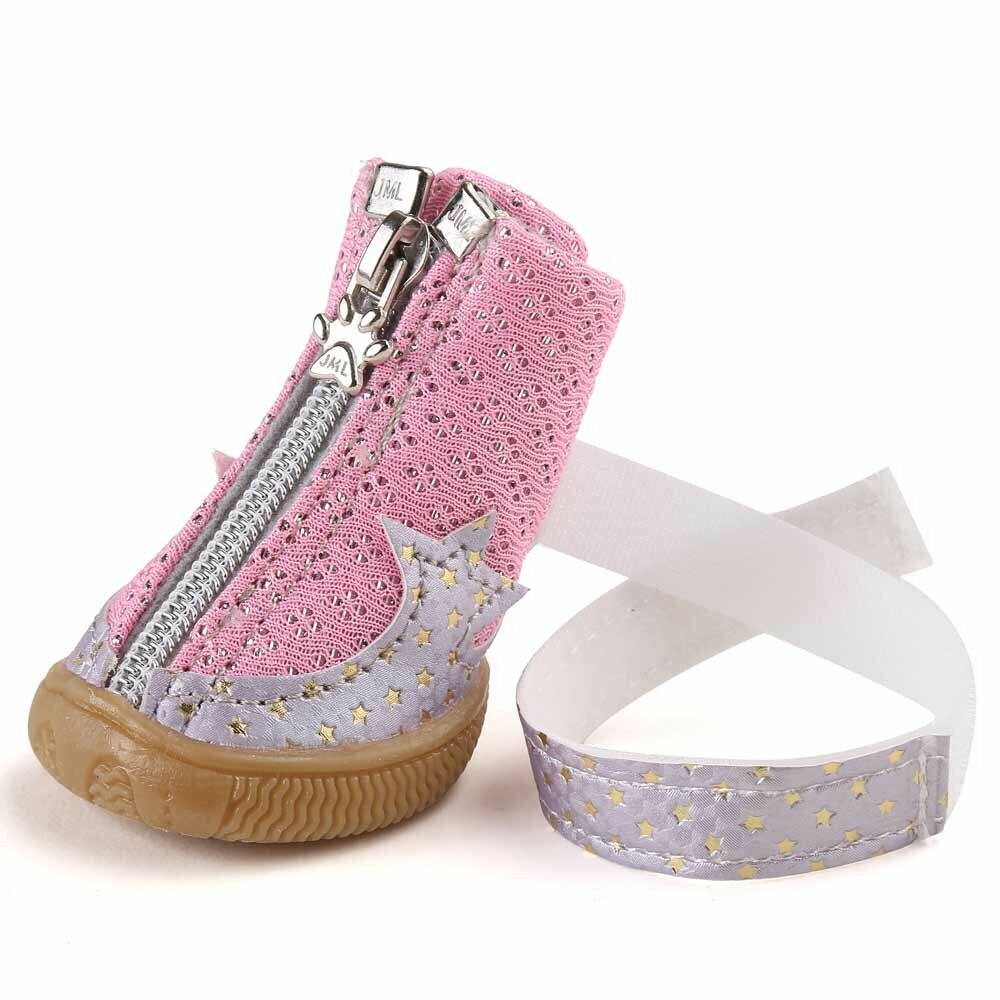 GogiPet dog shoes Pink Stars with rubber sole