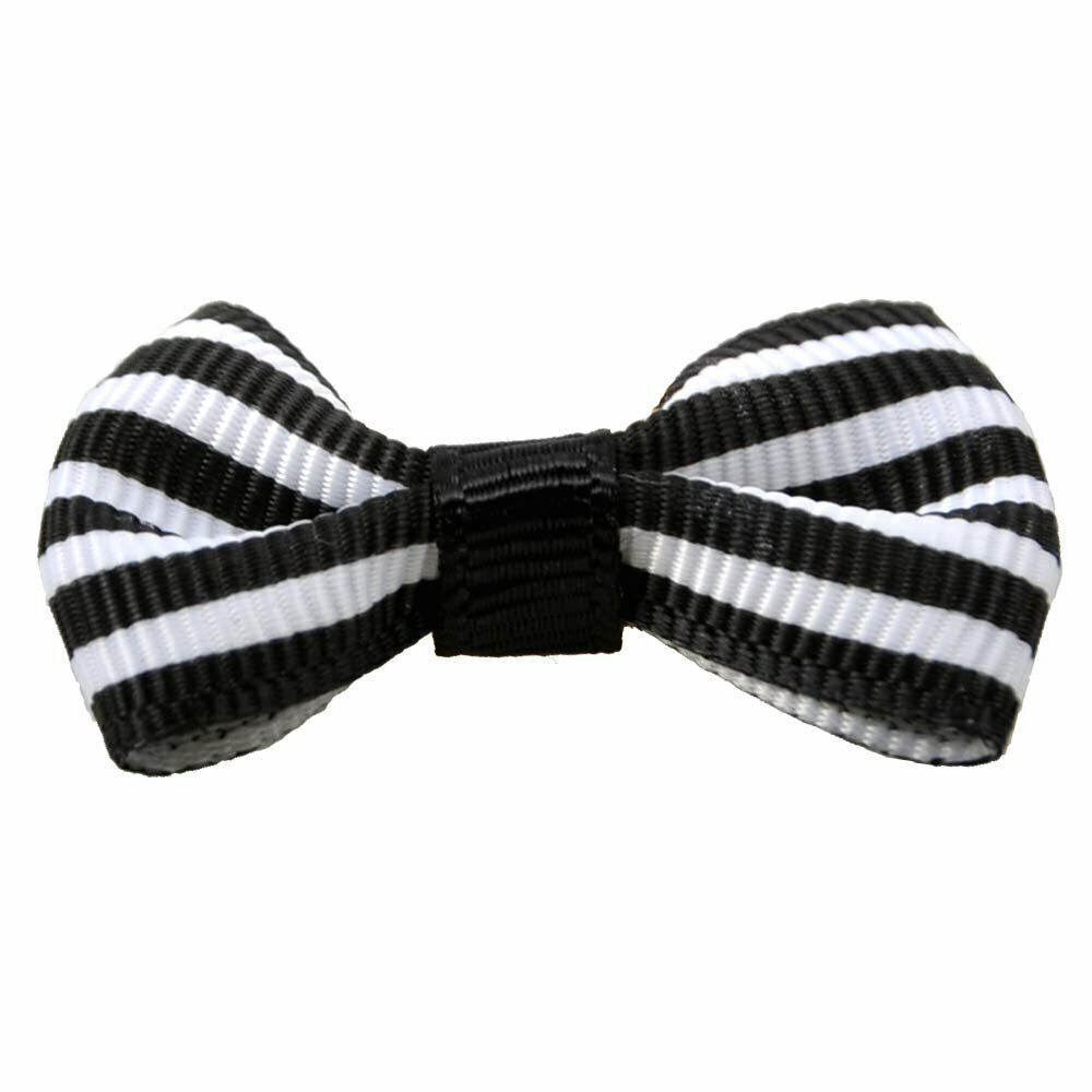 Handmade dog bow black and white striped by GogiPet