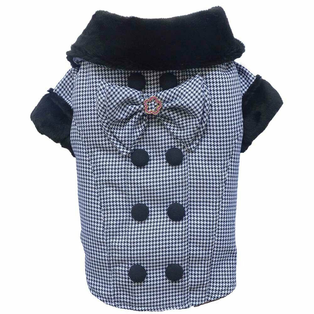 dog clothes by DoggyDolly - warm dog coat with fur collar and big bow on the back