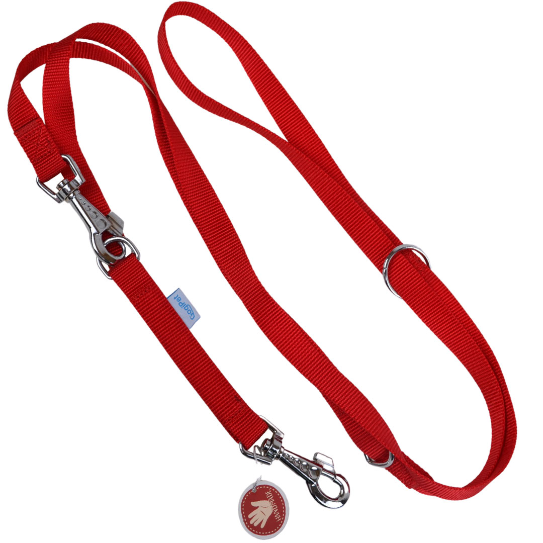 Red, adjustable length lead for dogs from GogiPet