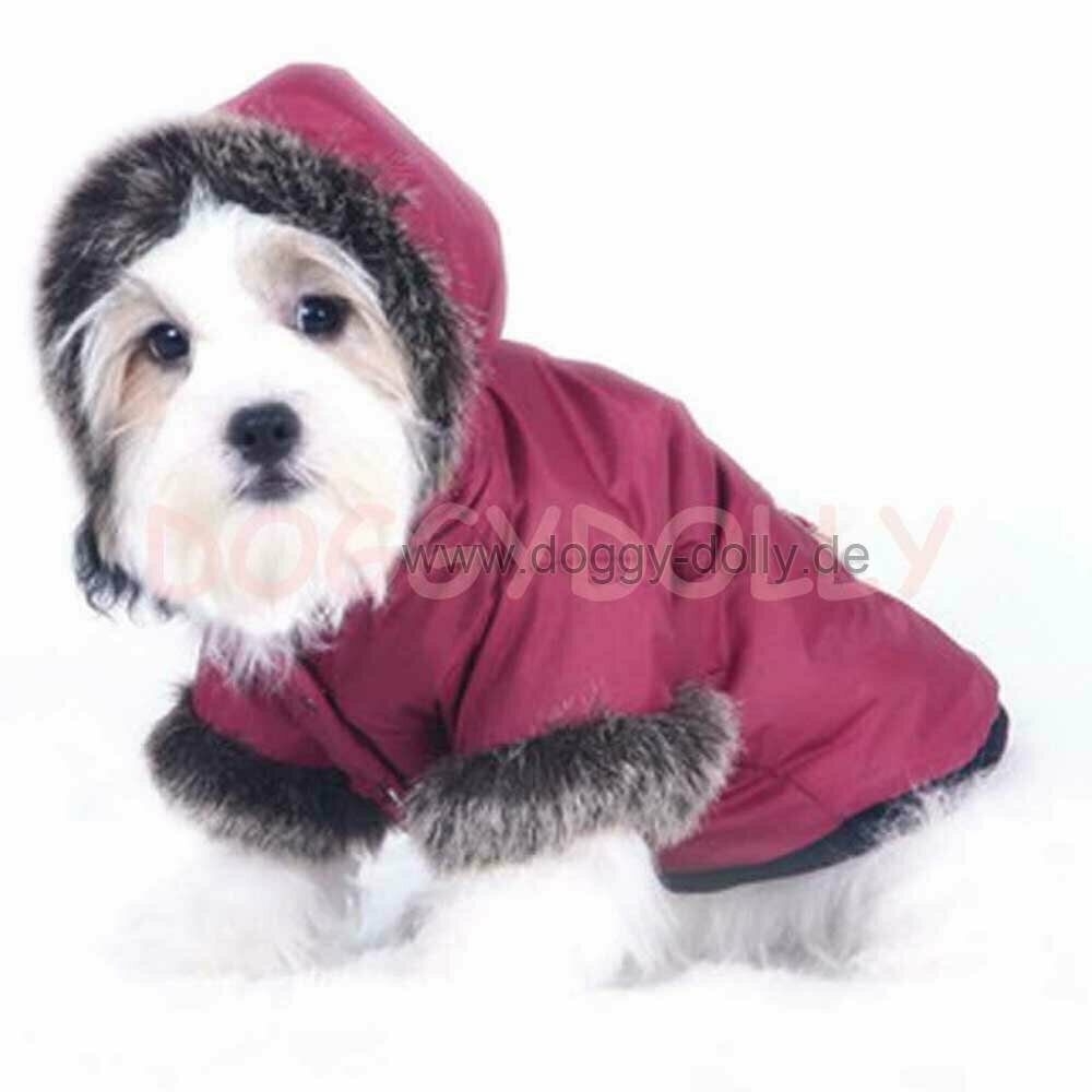 Red anorak for dogs - DoggyDolly Mount Everest dog coat W024 