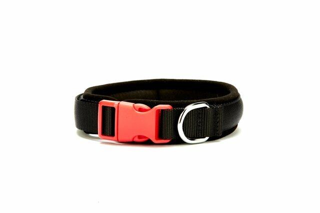 Textile dog collar length adjustable black 45 cm