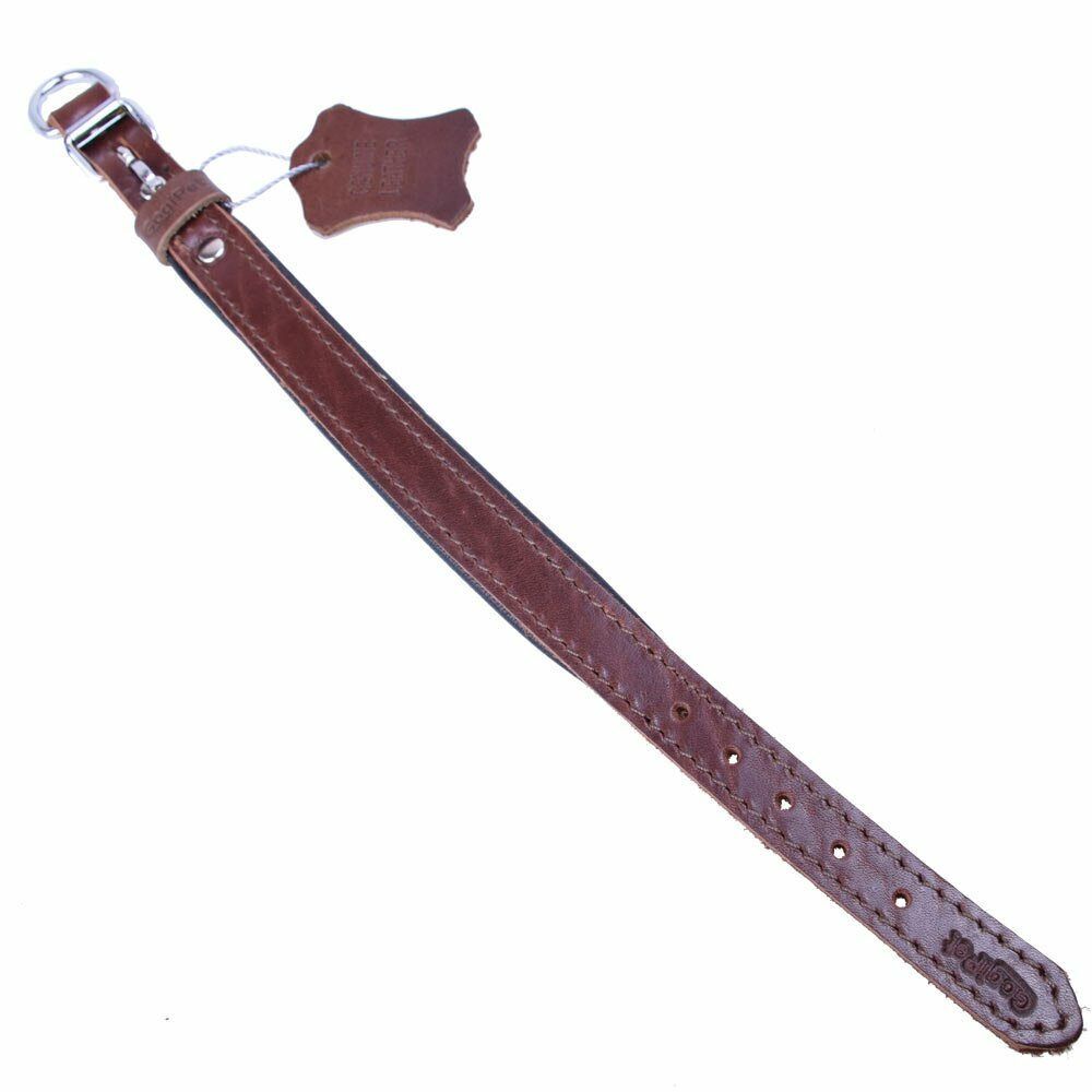 High-quality dog collar made of genuine brown leather