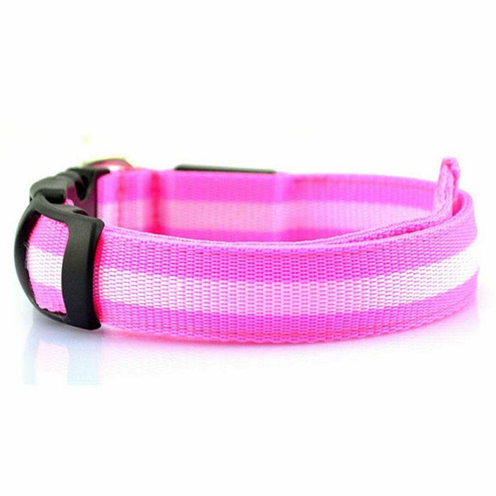 Size-adjustable GogiPet ® dog collar with LEDs pink L  