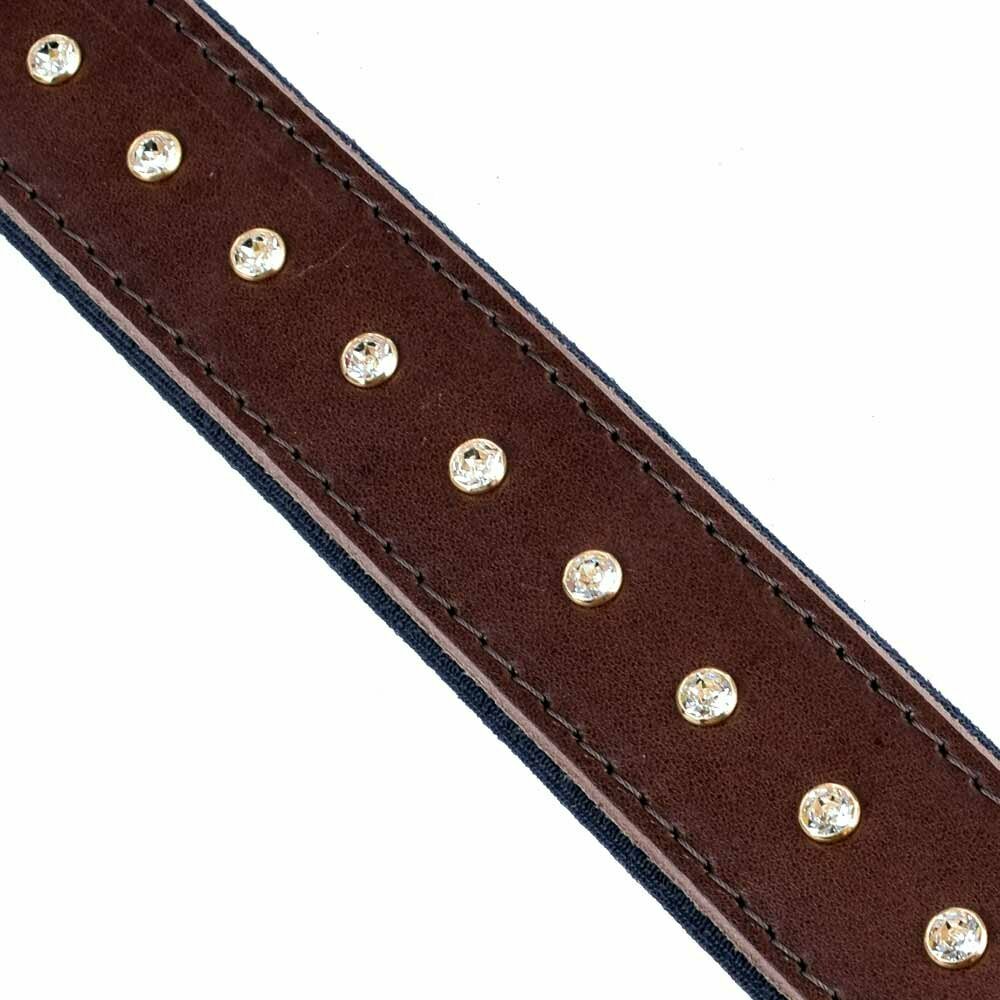 Sparkling Swarovski crystals in noble leather dog collar by GogiPet