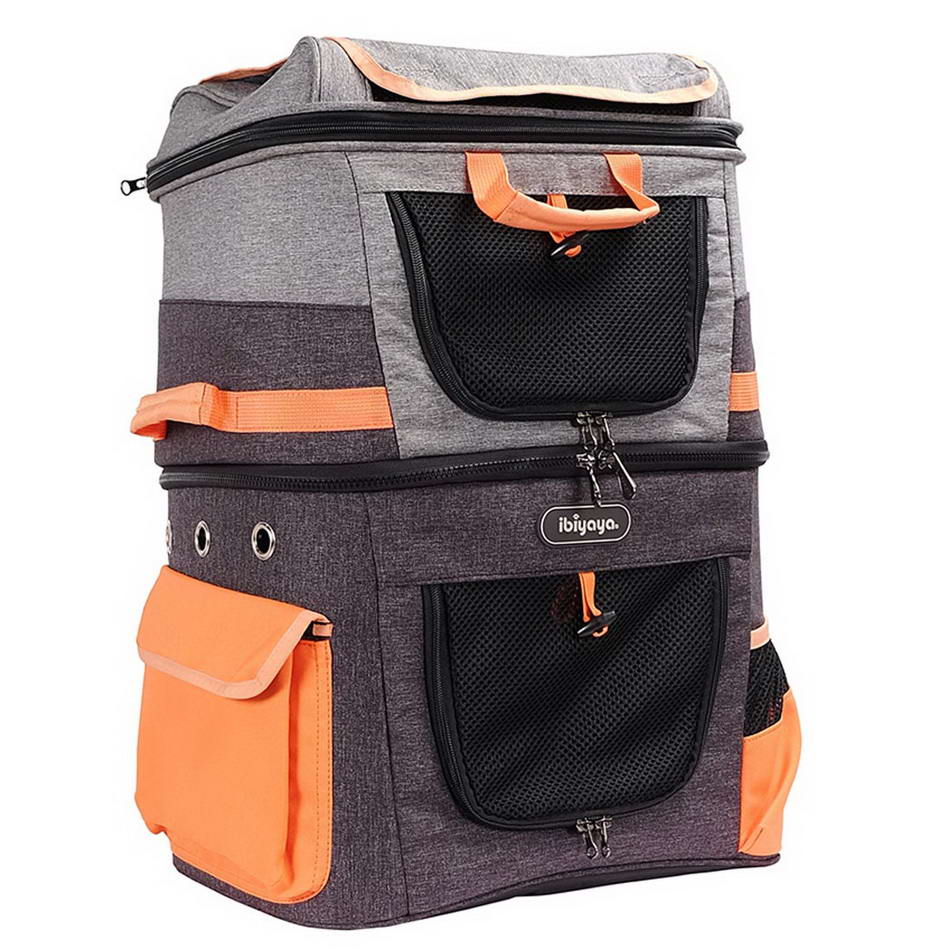Two-tier dog backpack for 2 pets