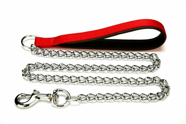 Handmade GogiPet® nylon handle dog leash with chain