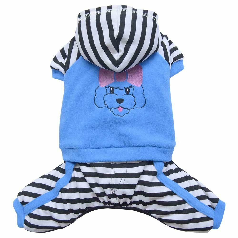 warm dog clothes by DoggyDolly - blue overall with trousers and hood