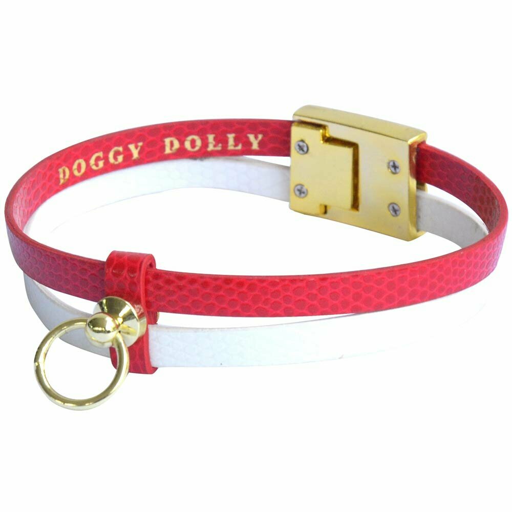 Dog Collar - DoggyDolly Dog Collar Victoria Red White