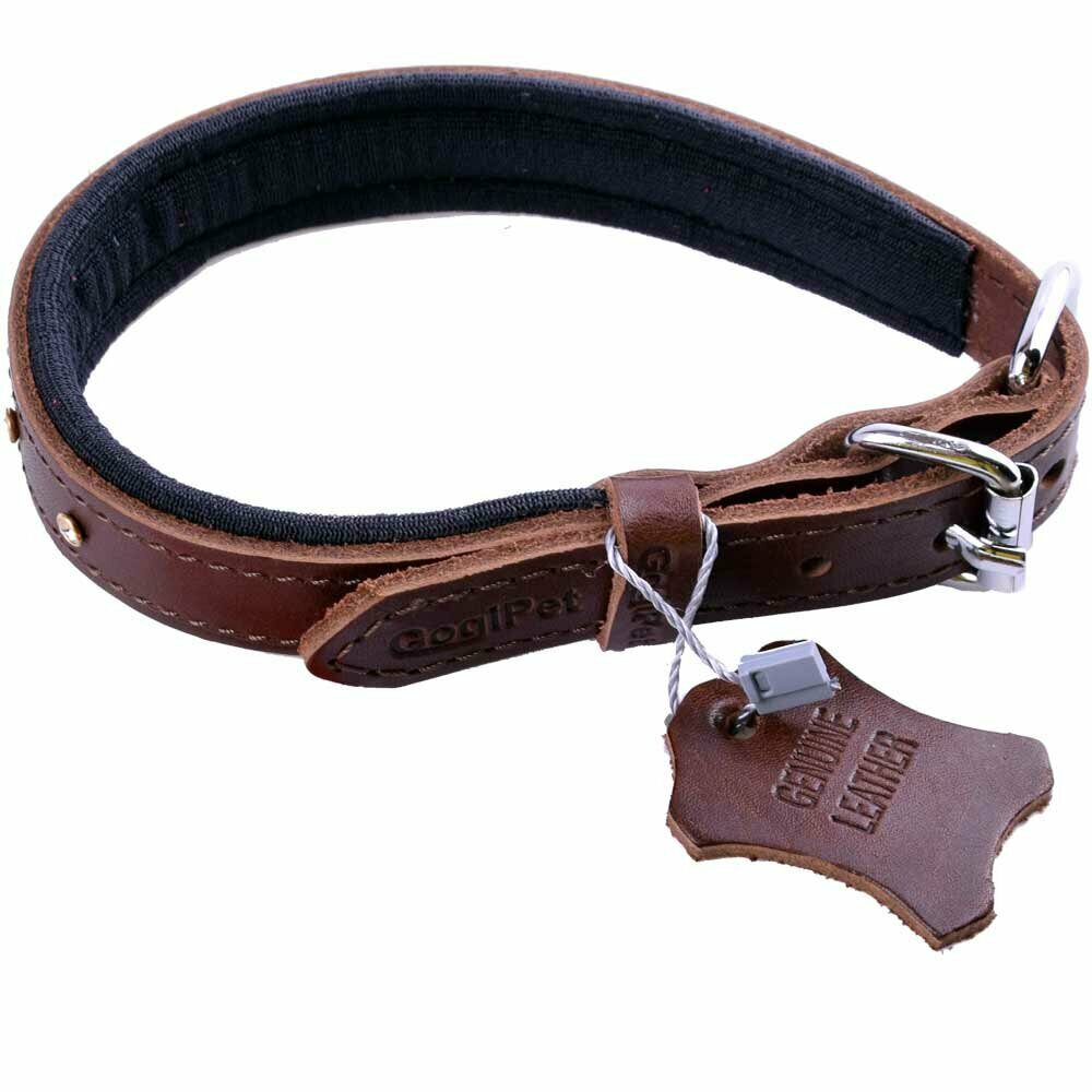 Swarovski leather dog collar brown - Genuine leather dog collar